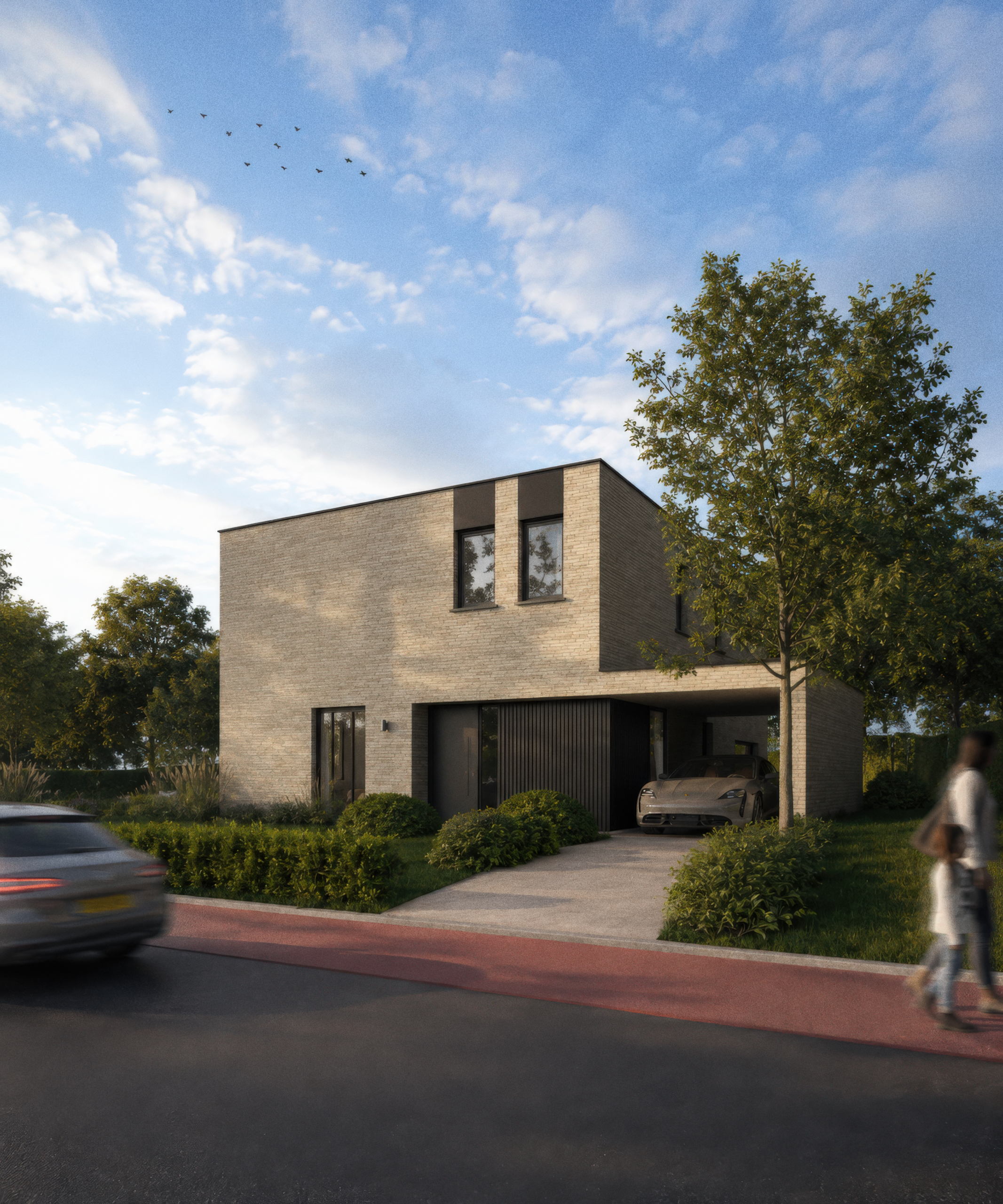 ston3s villagevel carport wandelaars avond
